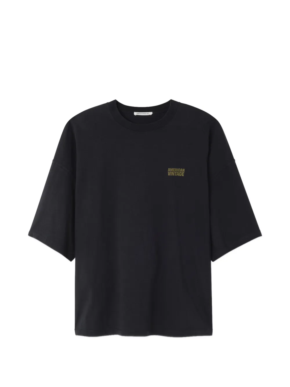 American Vintage Gixy drop-shoulders logo-detail cotton T-shirt - Nero