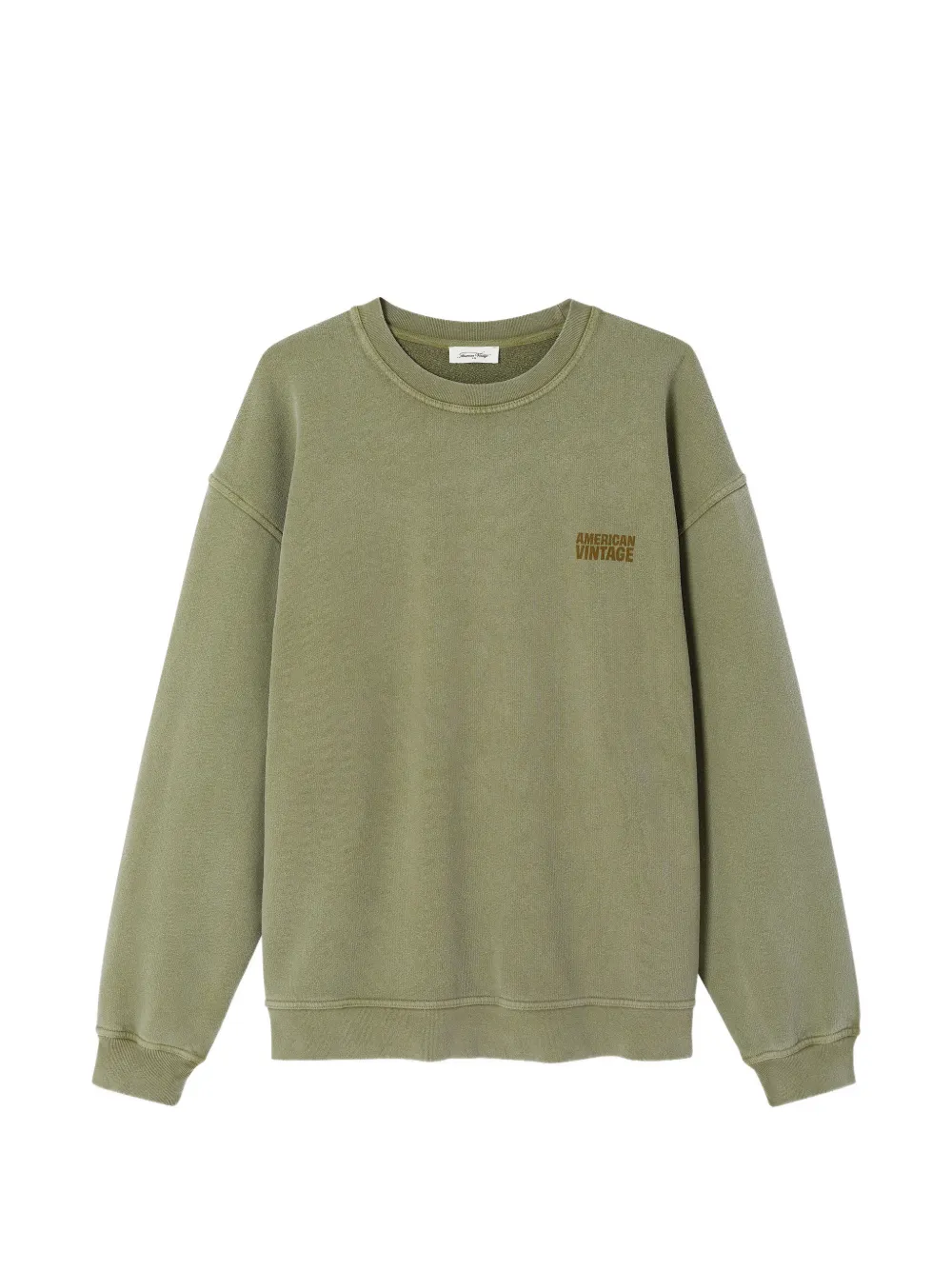 American Vintage Plizzy crewneck long-sleeve cotton sweatshirt - Verde