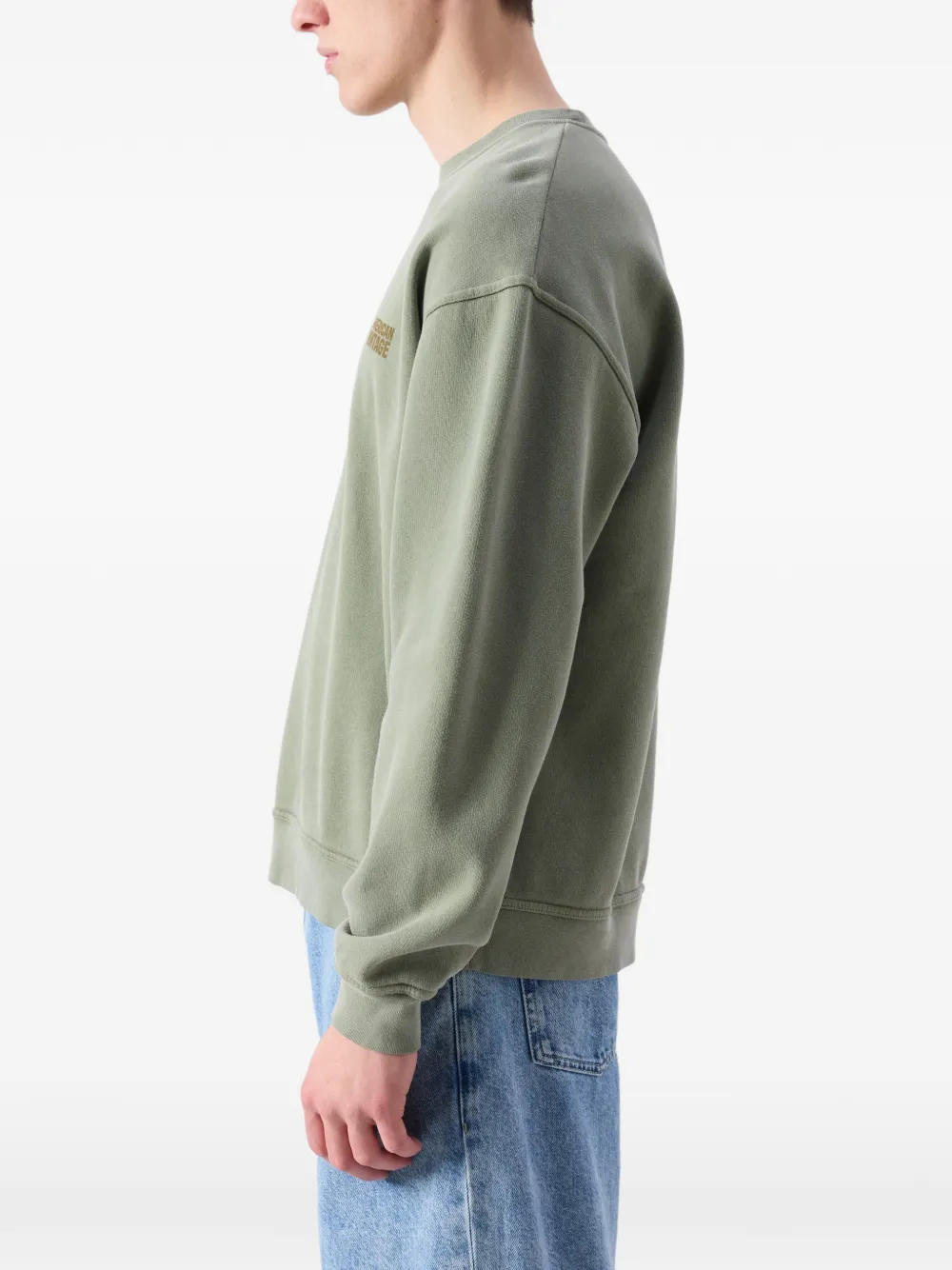 Plizzy Crewneck Long-Sleeve Cotton Sweatshirt