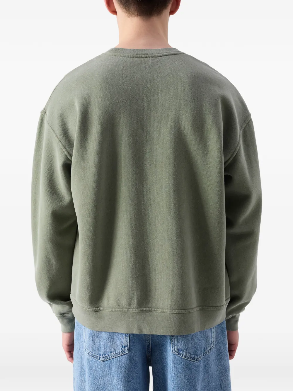 Plizzy Crewneck Long-Sleeve Cotton Sweatshirt