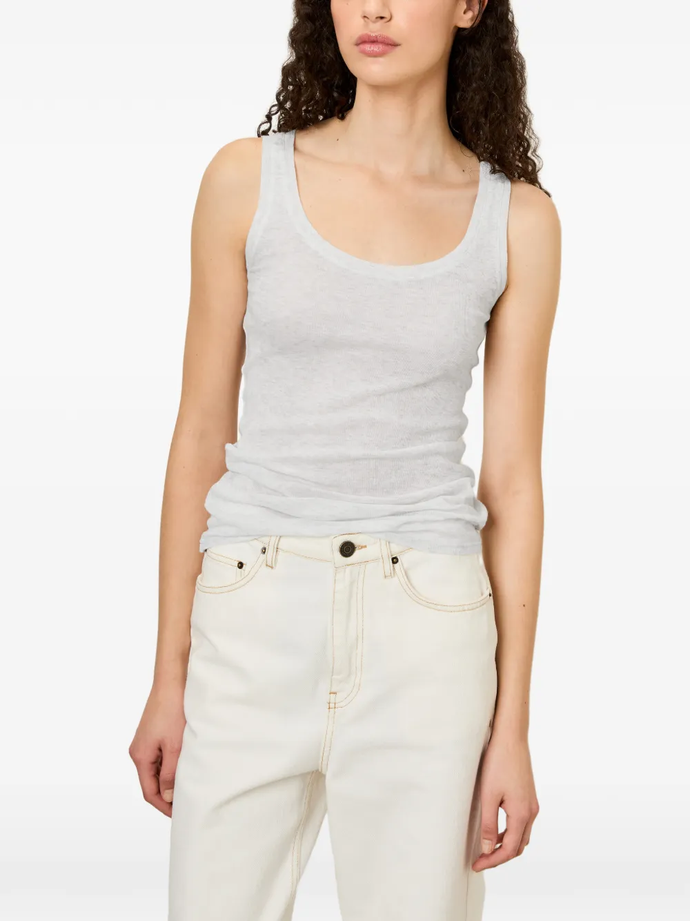 American Vintage Massachusetts tanktop met diepe ronde hals Grijs