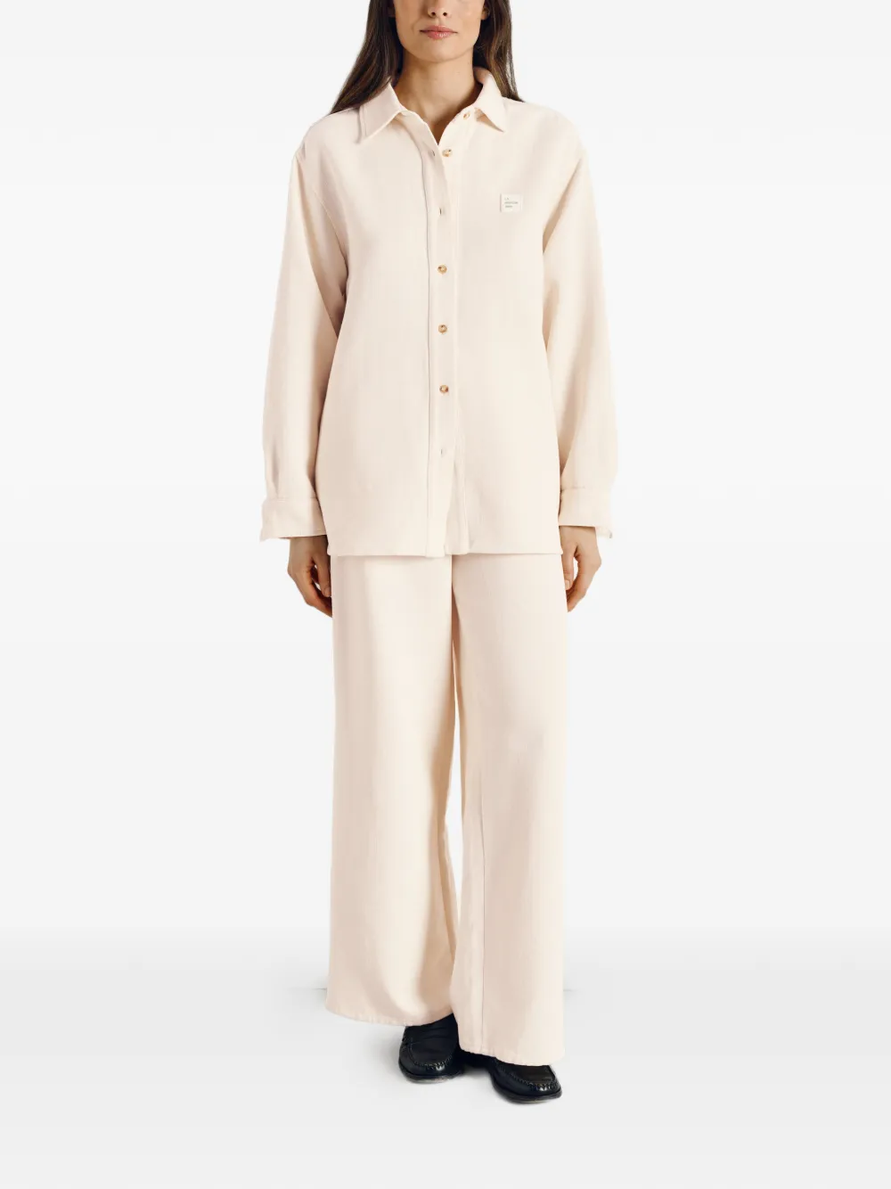 American Vintage Afaz logo-patch shirt - Beige