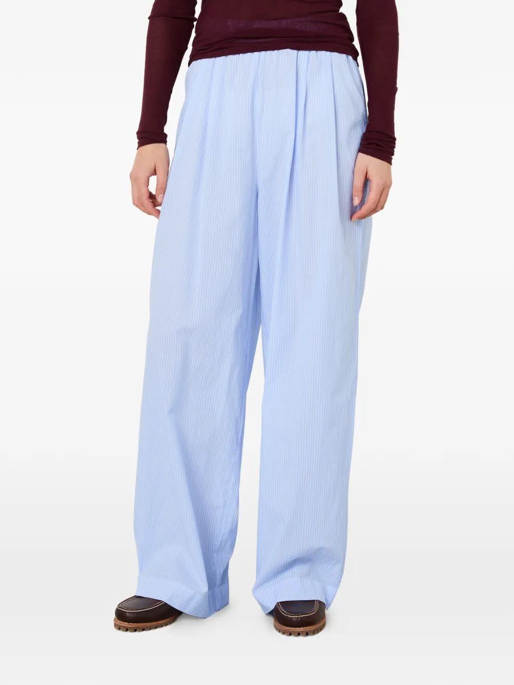 American Vintage Eluabird palazzo broek met elastische taille Blauw