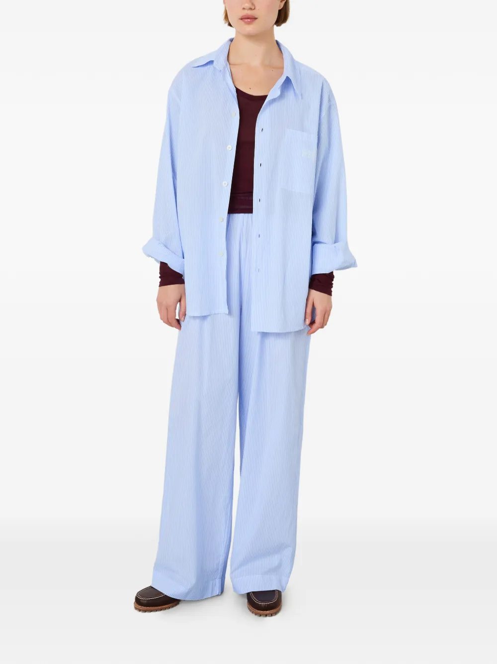 American Vintage Eluabird elasticated-waist palazzo trousers - Blauw