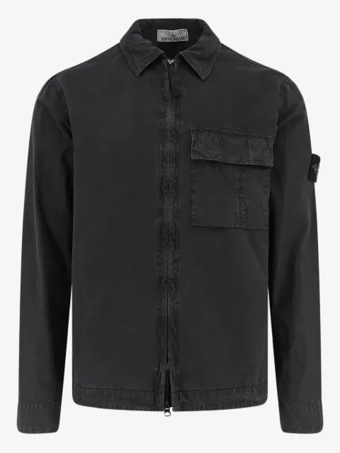 Stone Island flap-pocket logo-patch shirt
