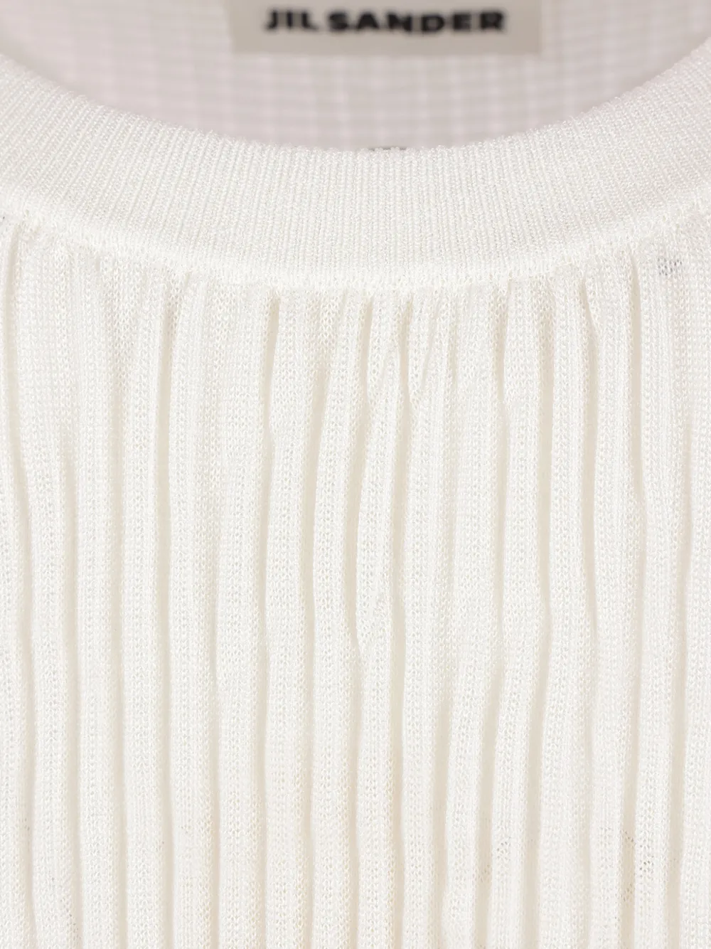  Jil Sander Ruffled Ribbed Top - White 