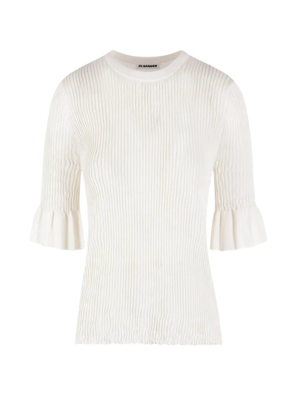 Jil Sander ruffled ribbed top - Bianco