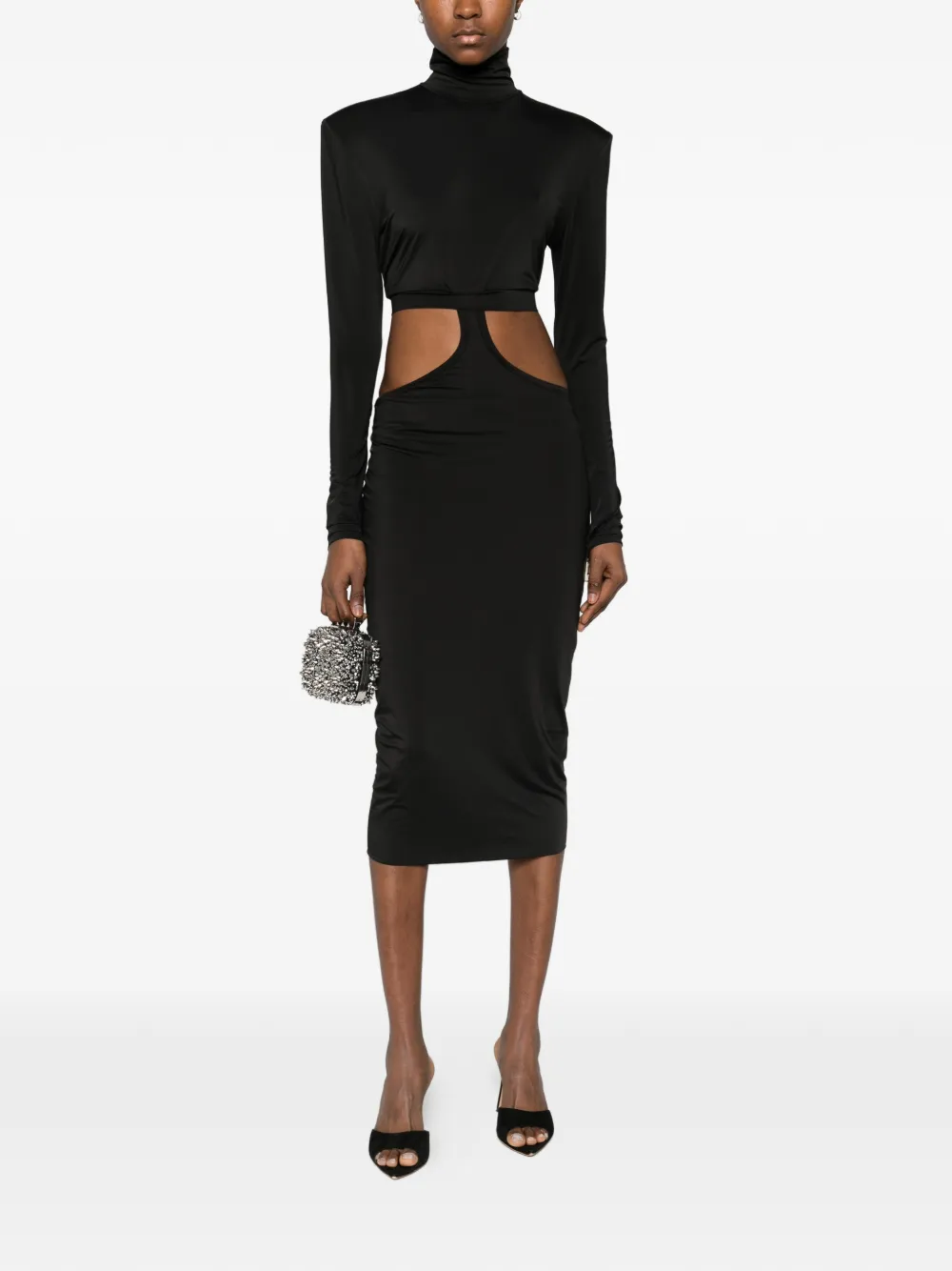  Mitiliane Couture Cut-out Zip-fastening Midi Dress - Black 