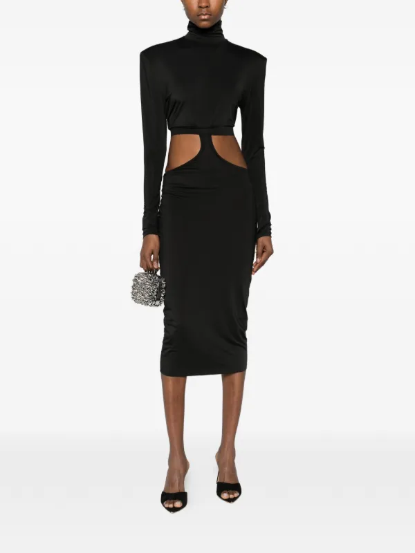 high neck long sleeve cut out dress MITILIANE COUTURE cut-out zip-fastening Midi | Black Black dress with Size:UK 12 - SOLD OUT Corseted Peach bridesmaid dresses |Ellen %0D%0AColor%20may%20vary%20due%20to%20lighting%20on%20images
