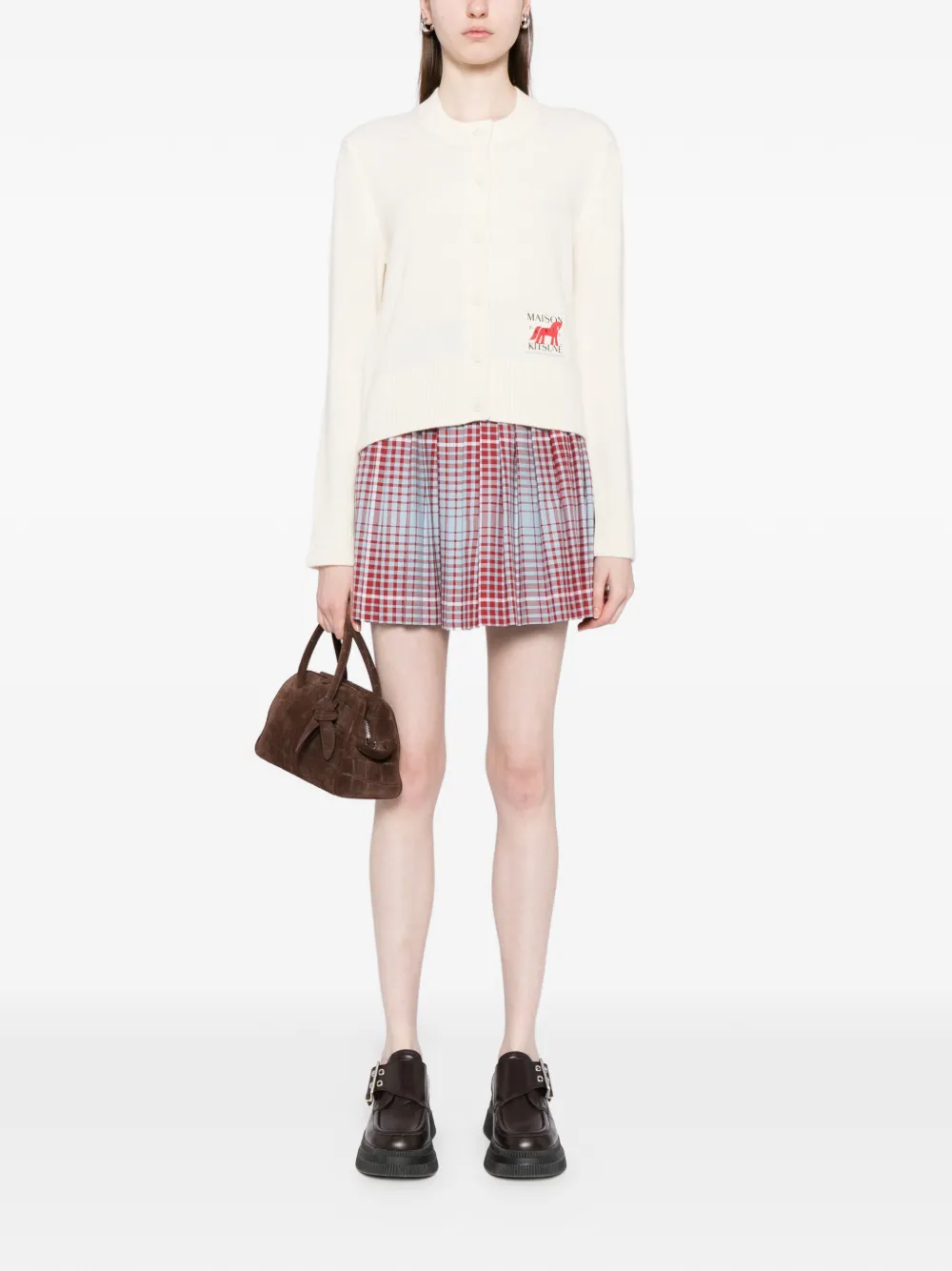  Maison Kitsuné Logo-patch Button-up Cardigan - Neutrals 