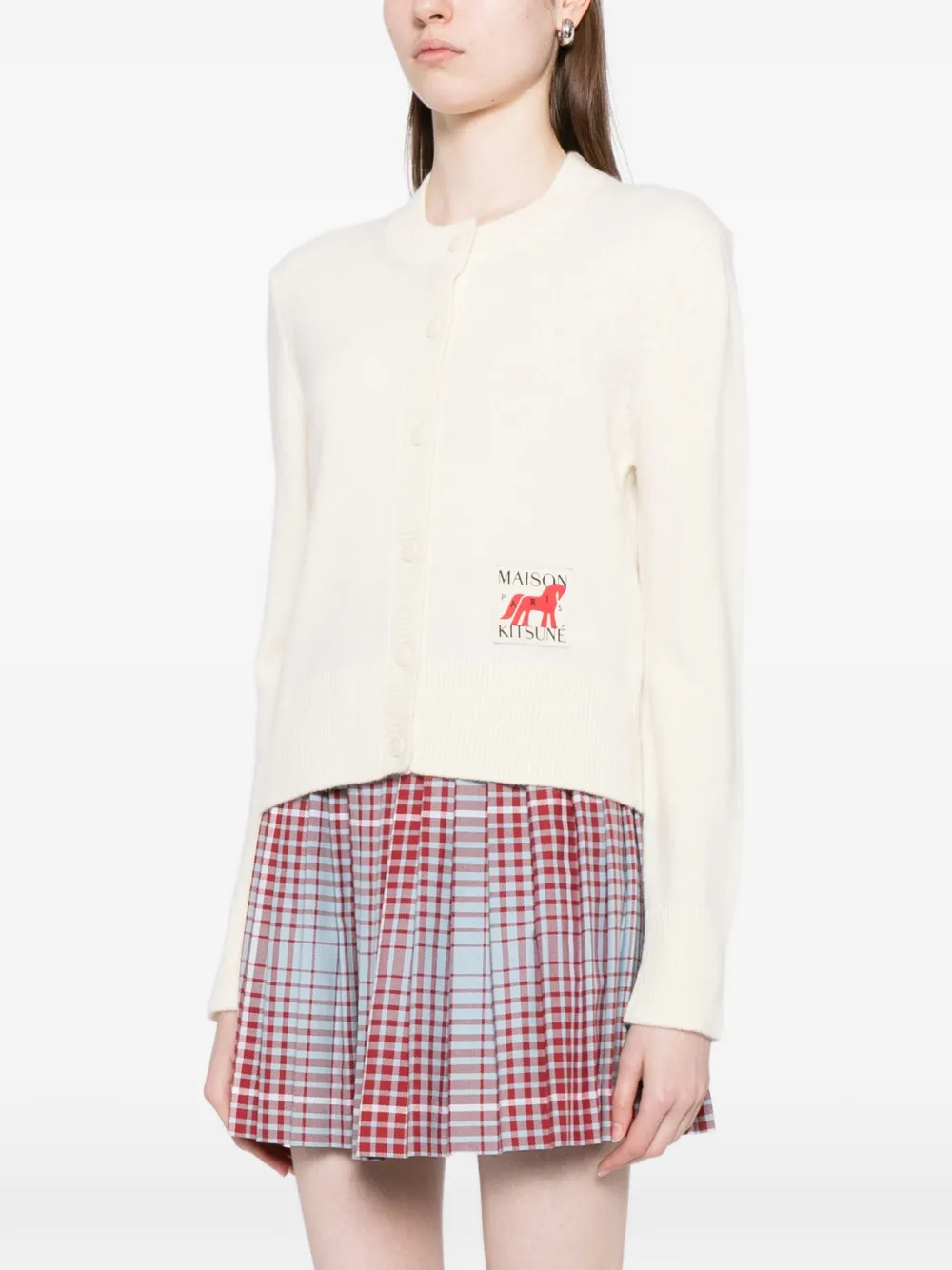  Maison Kitsuné Logo-patch Button-up Cardigan - Neutrals 