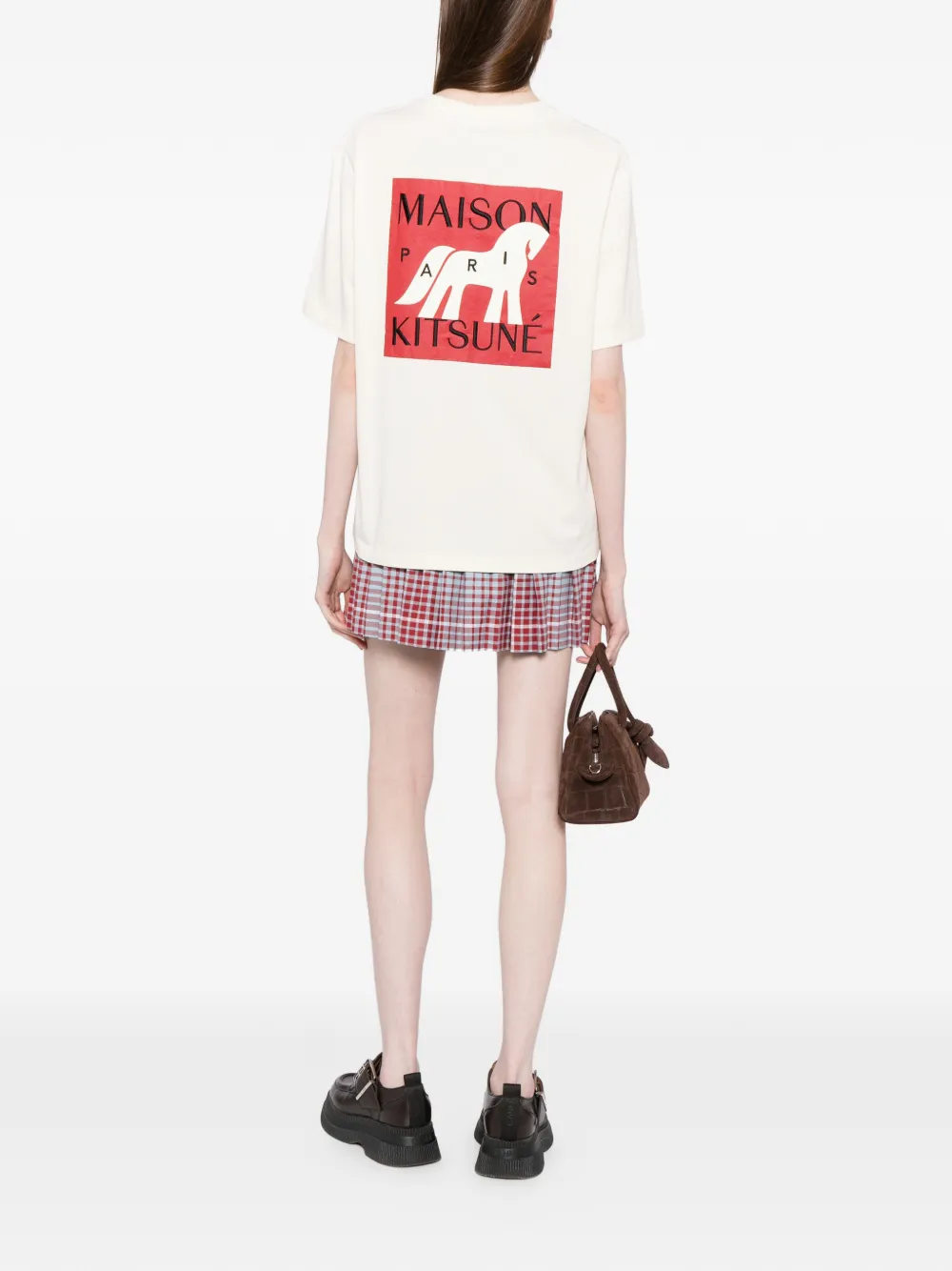 Maison Kitsuné T-shirt met logoprint met ronde hals Beige