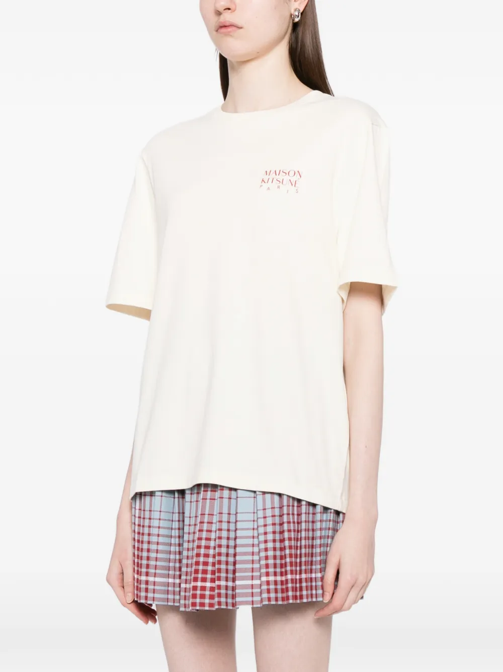 Maison Kitsuné T-shirt met logoprint met ronde hals Beige