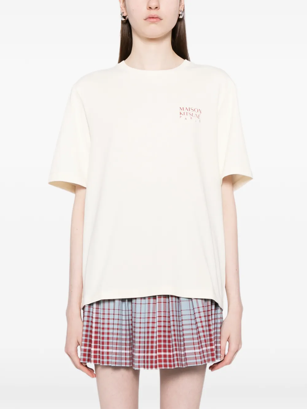 Maison Kitsuné T-shirt met logoprint met ronde hals Beige