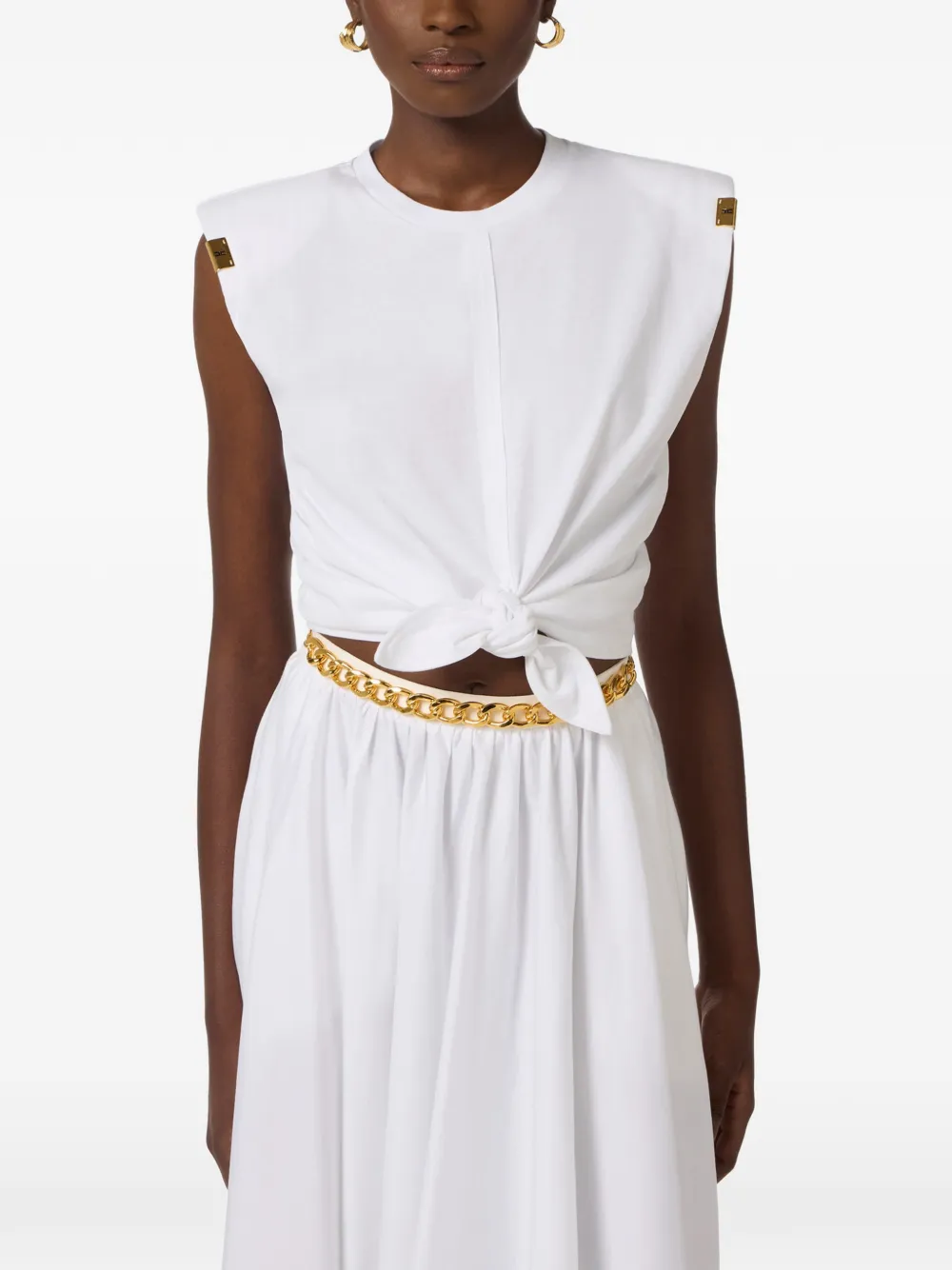 Elisabetta Franchi T-shirt met geknoopt detail Wit