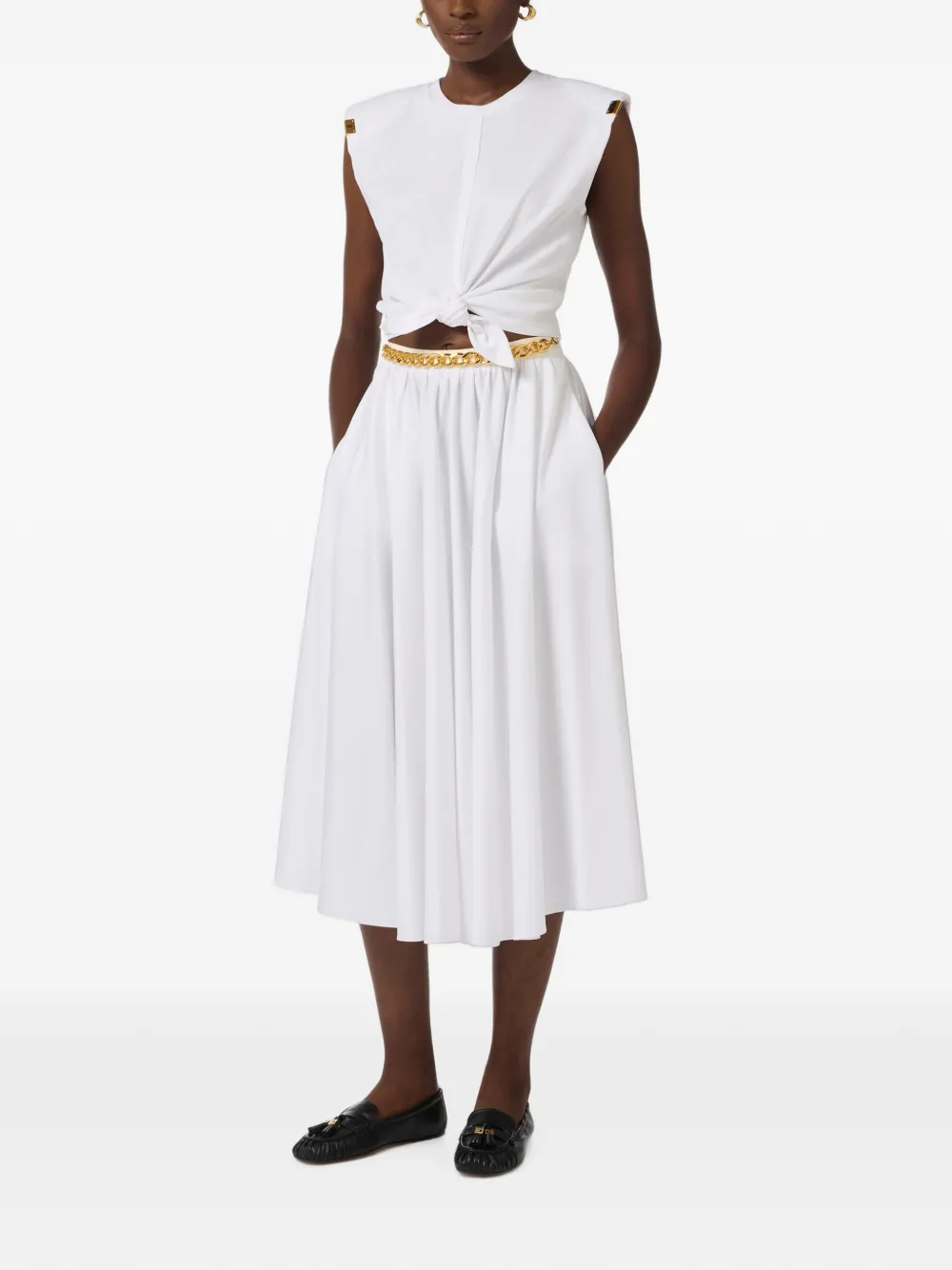 Elisabetta Franchi T-shirt met geknoopt detail Wit