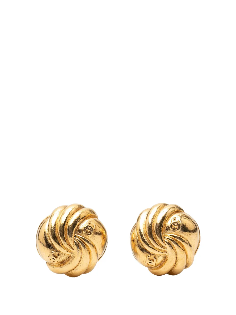 CHANEL Pre-Owned 1980-1990 CC Gold Plated Swirl Clip on Earrings costume earrings - Oro