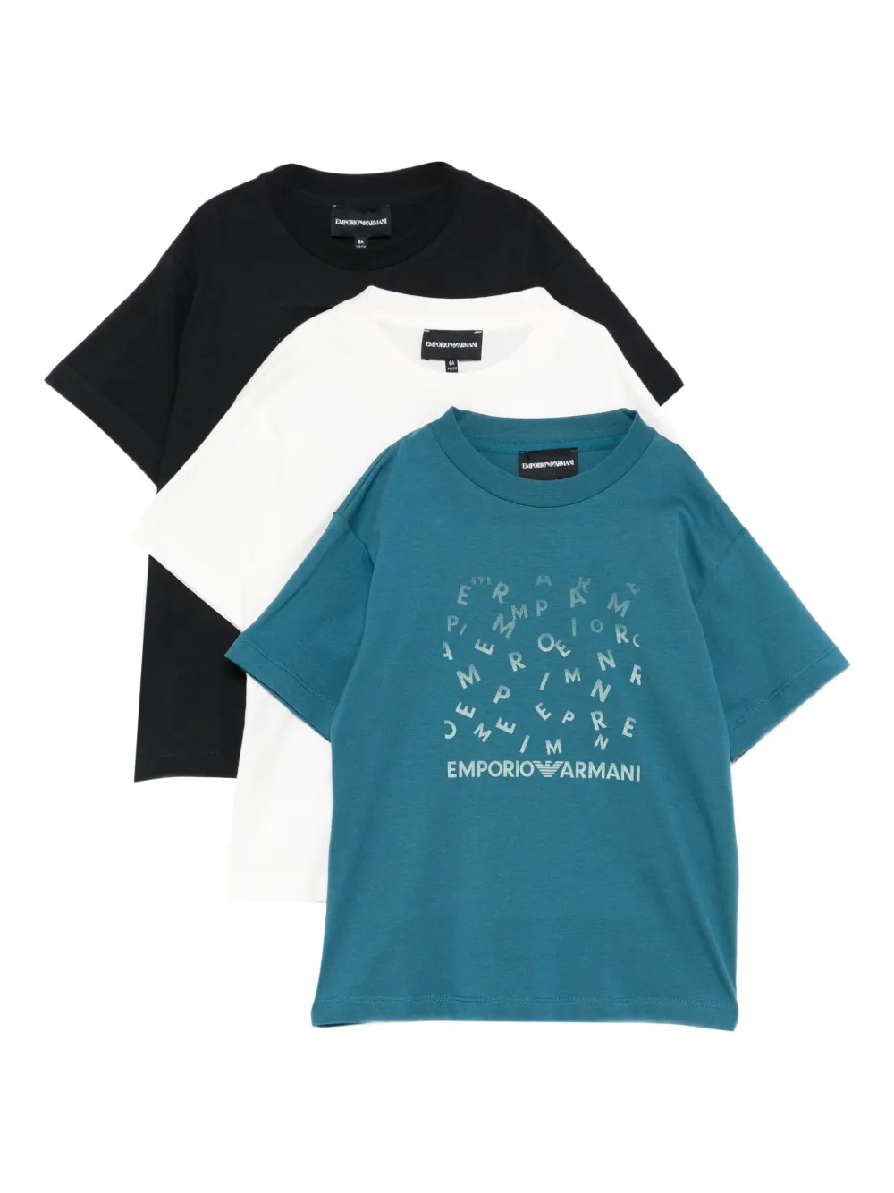 Emporio Armani Kids logo T-shirt (set of three) - Nero
