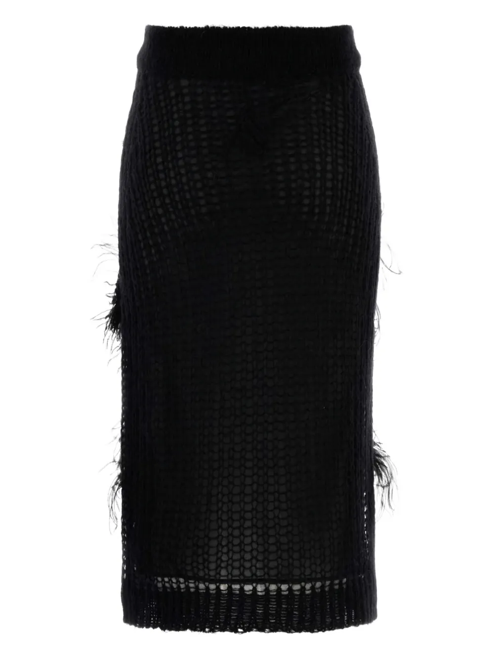 The Attico crochet-knitted midi skirt - Zwart