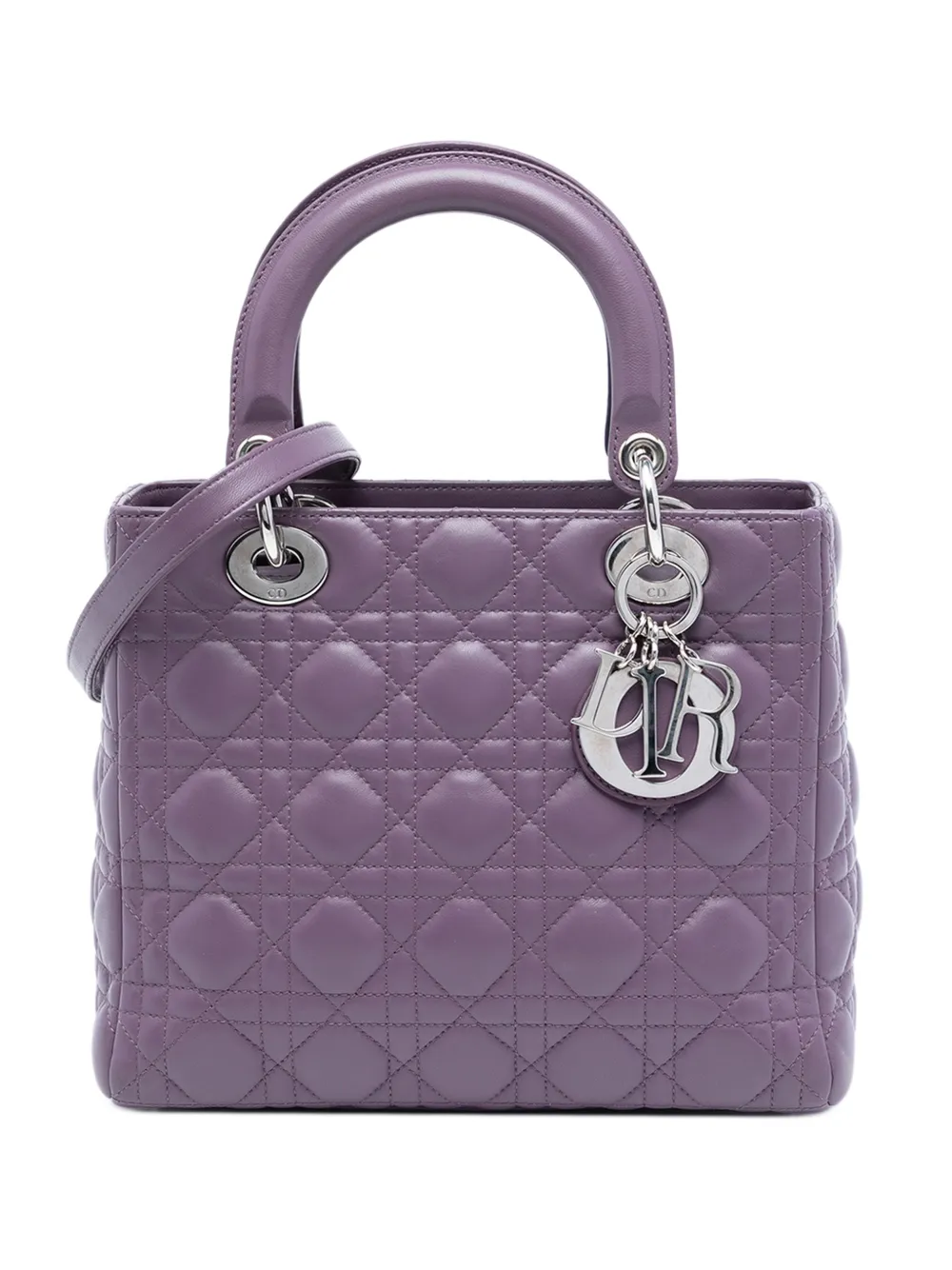 Christian Dior Pre-Owned 2011 Medium Lambskin Cannage Lady Dior satchel - Viola