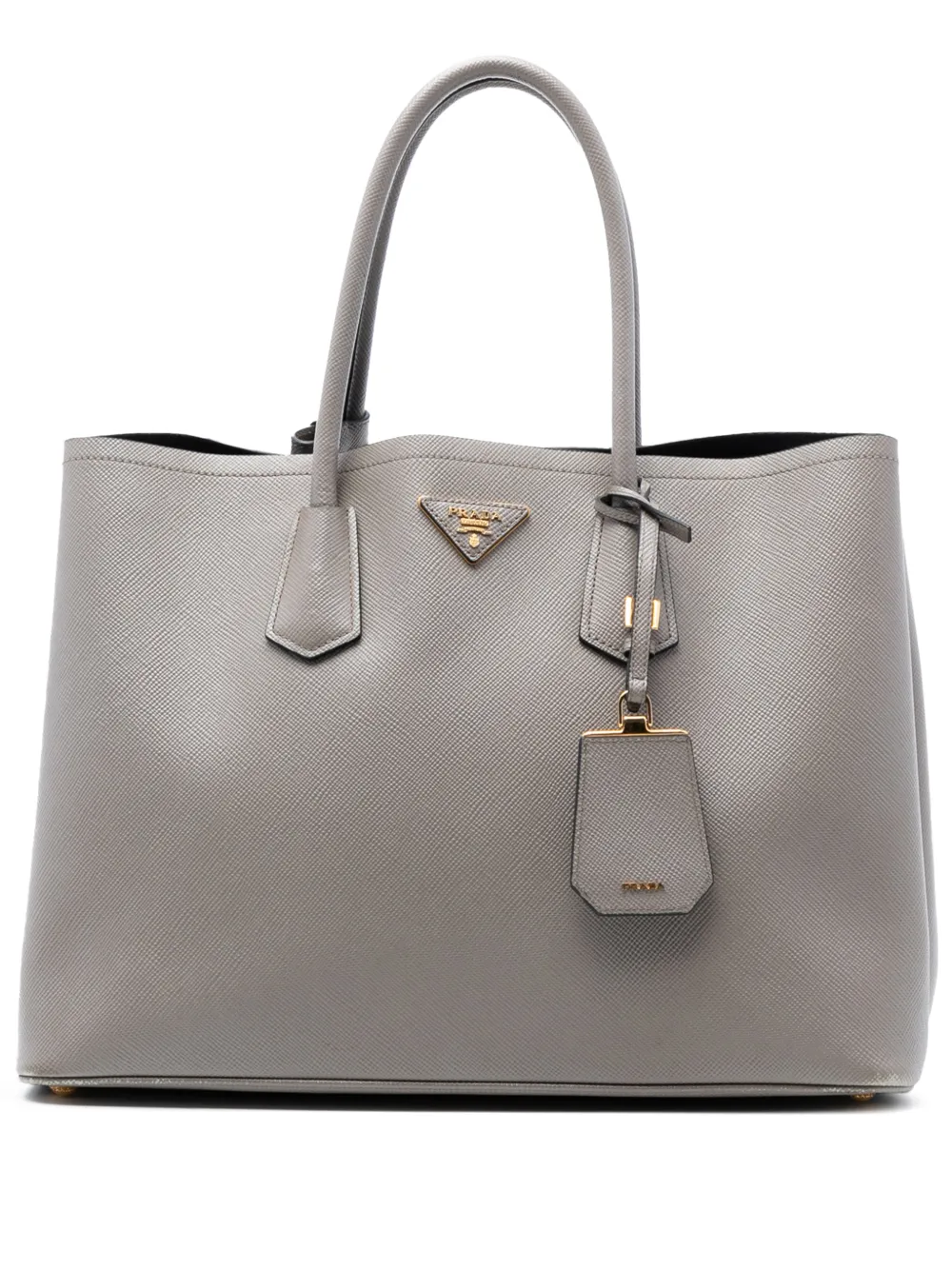 Prada Pre-Owned 2000-2025 Large Saffiano Cuir Double satchel - Grigio