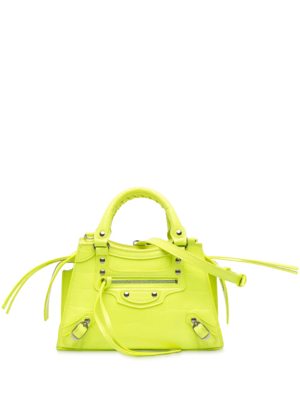Balenciaga Pre-Owned 2021 Mini Croc Embossed Calfskin Neo Classic City satchel - Giallo