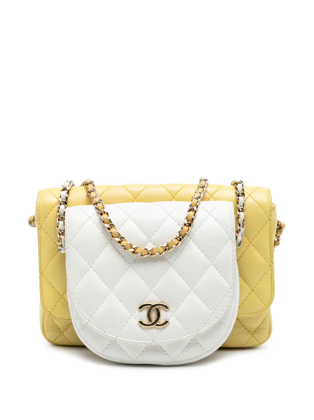 CHANEL Pre-Owned 2019 CC Quilted Lambskin Side Packs Flap crossbody bag - Bianco