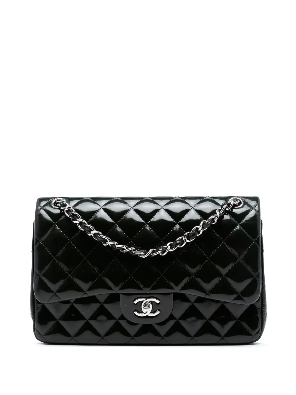 CHANEL Pre-Owned 2013-2014 Jumbo Classic Patent Double Flap shoulder bag - Blu