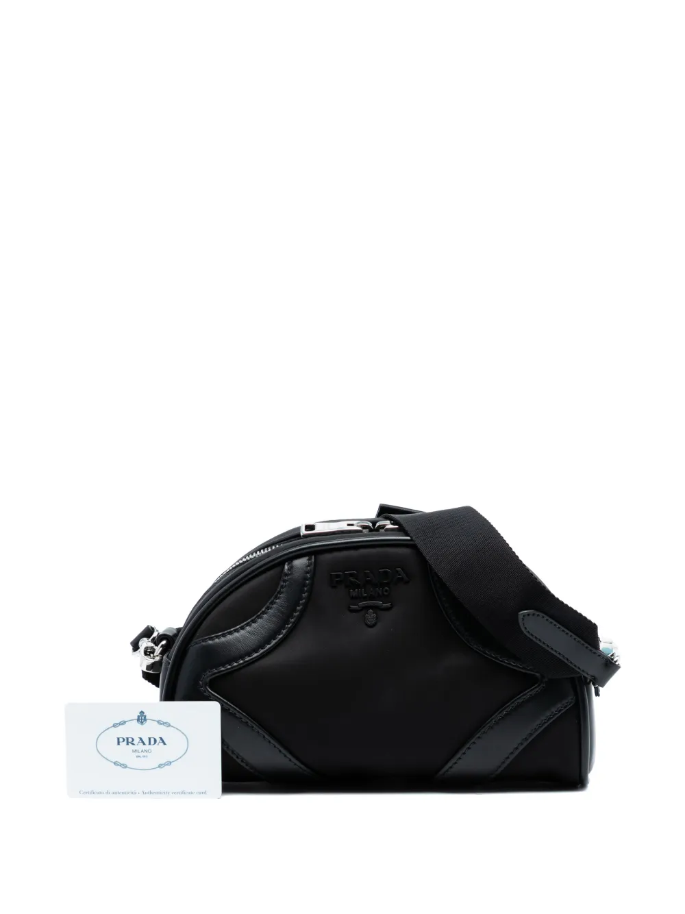 Prada Pre-Owned 2000-2025 Soft Calf Trimmed Tessuto Bowling