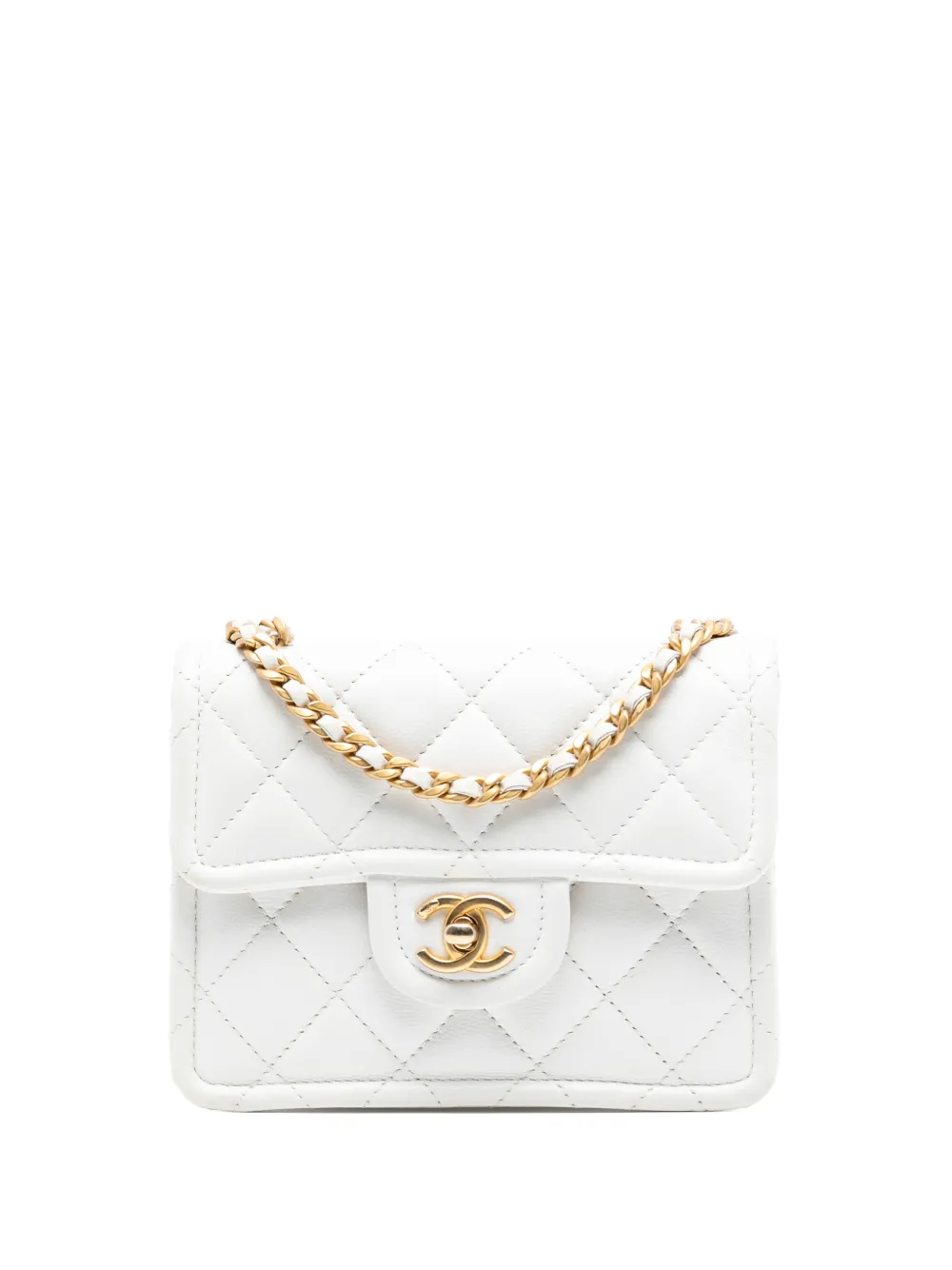 CHANEL Pre-Owned 2021 Mini Quilted Caviar Sweet Classic Flap crossbody bag - Bianco
