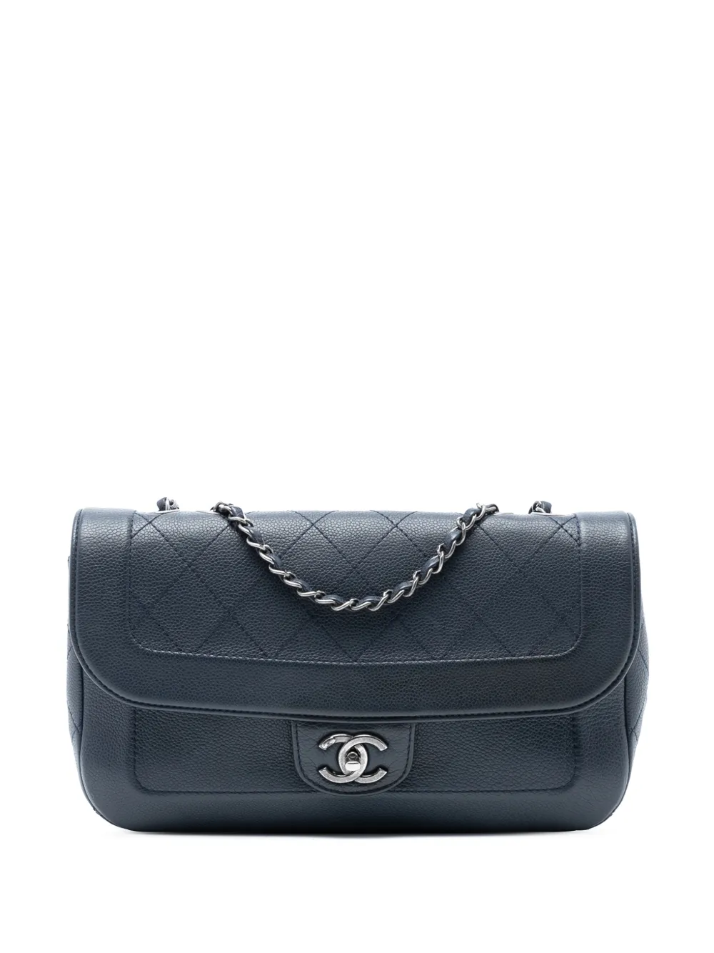 CHANEL Pre-Owned 2014-2015 CC Diamond Stitch Caviar Flap crossbody bag - Blu