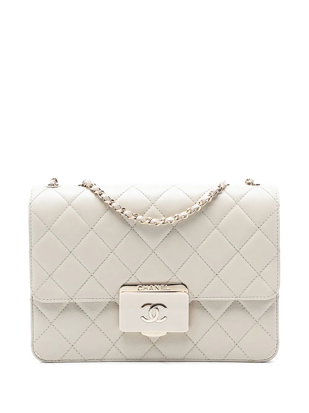 CHANEL Pre-Owned 2016-2017 Quilted Lambskin Beauty Lock Flap crossbody bag - Bianco