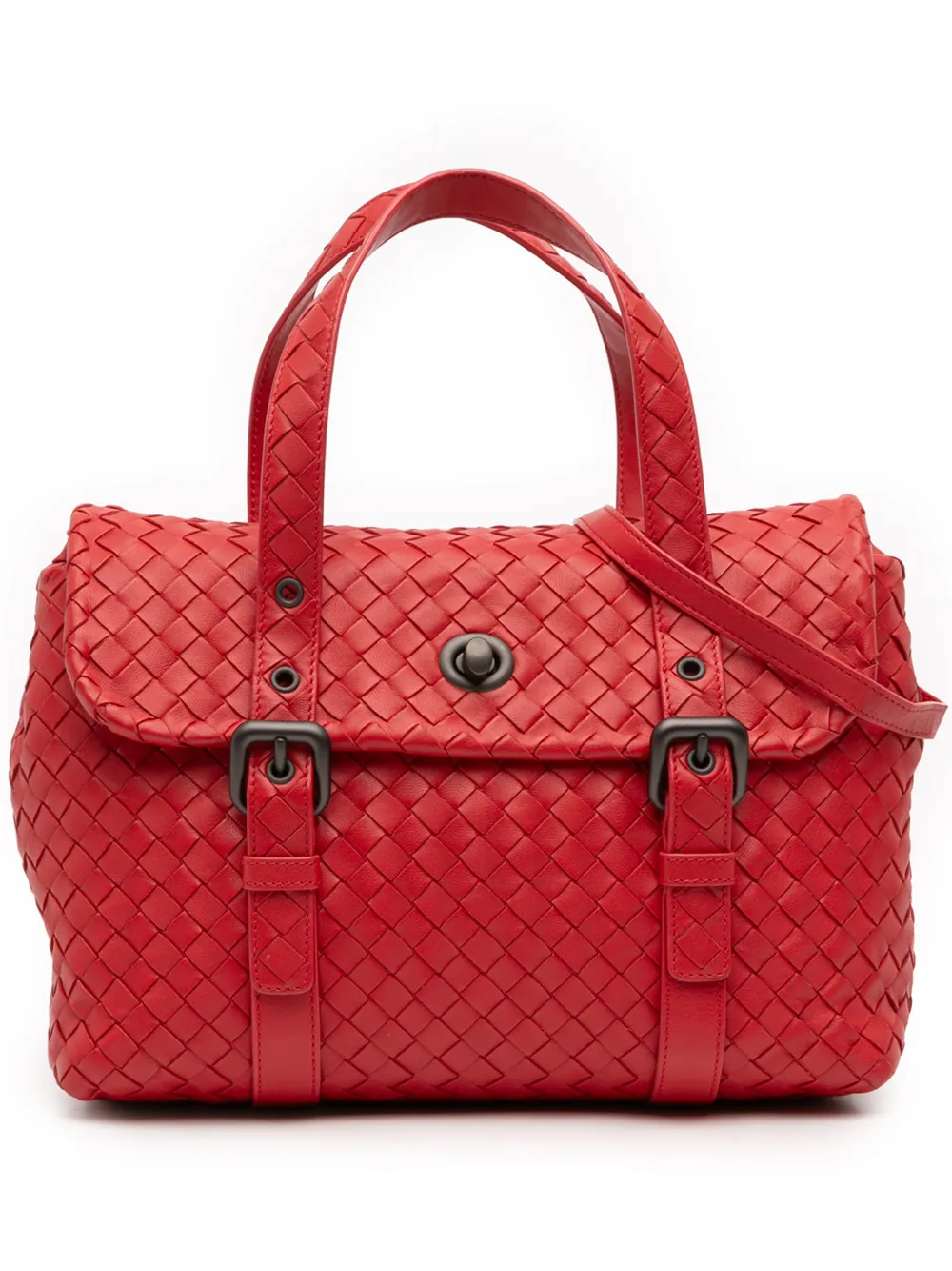 Bottega Veneta Pre-Owned 2012-2025 Nappa Intrecciato Flap satchel - Rosso