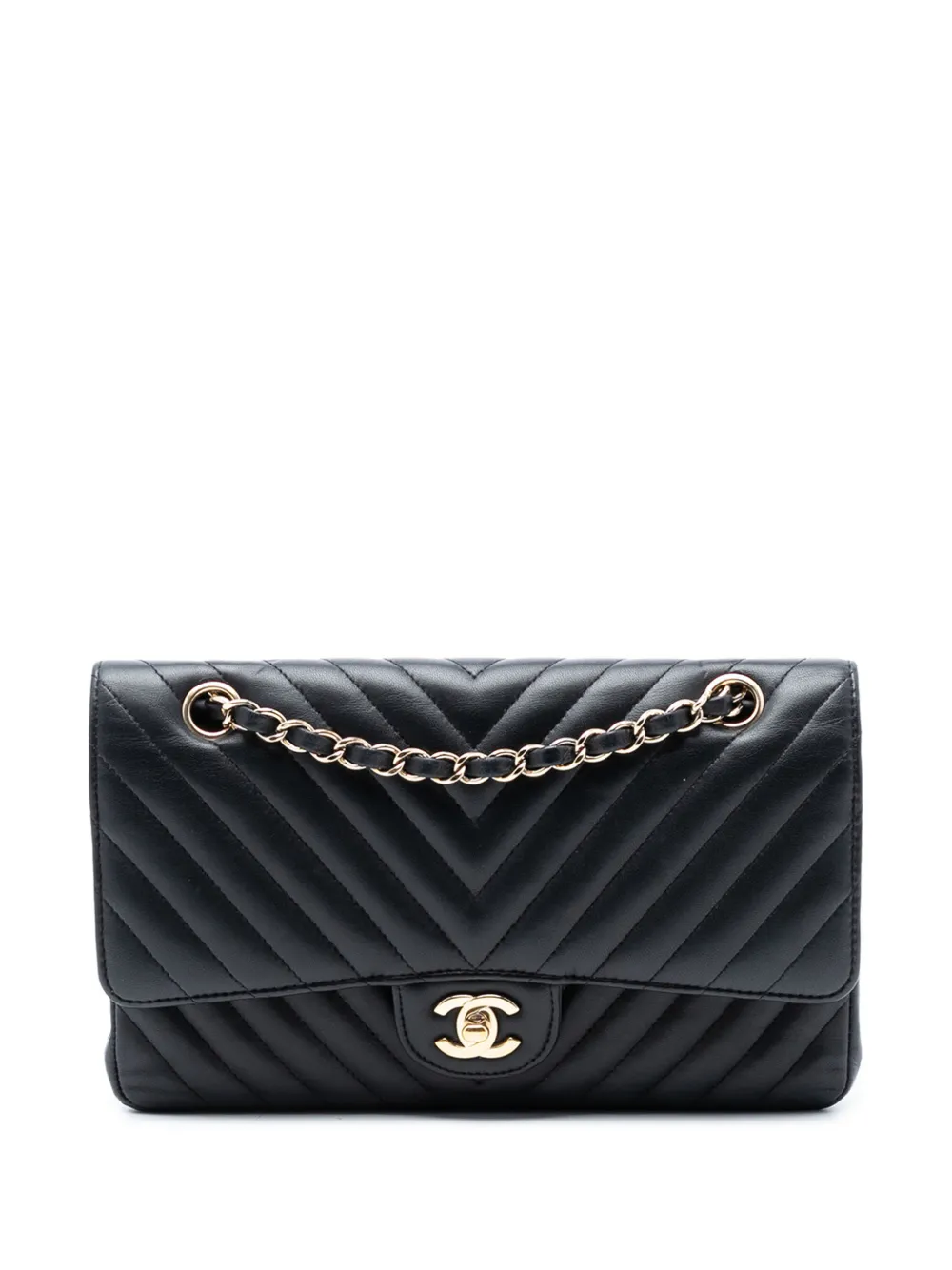 CHANEL Pre-Owned 2018 Medium Classic Chevron Lambskin Double Flap shoulder bag - Nero