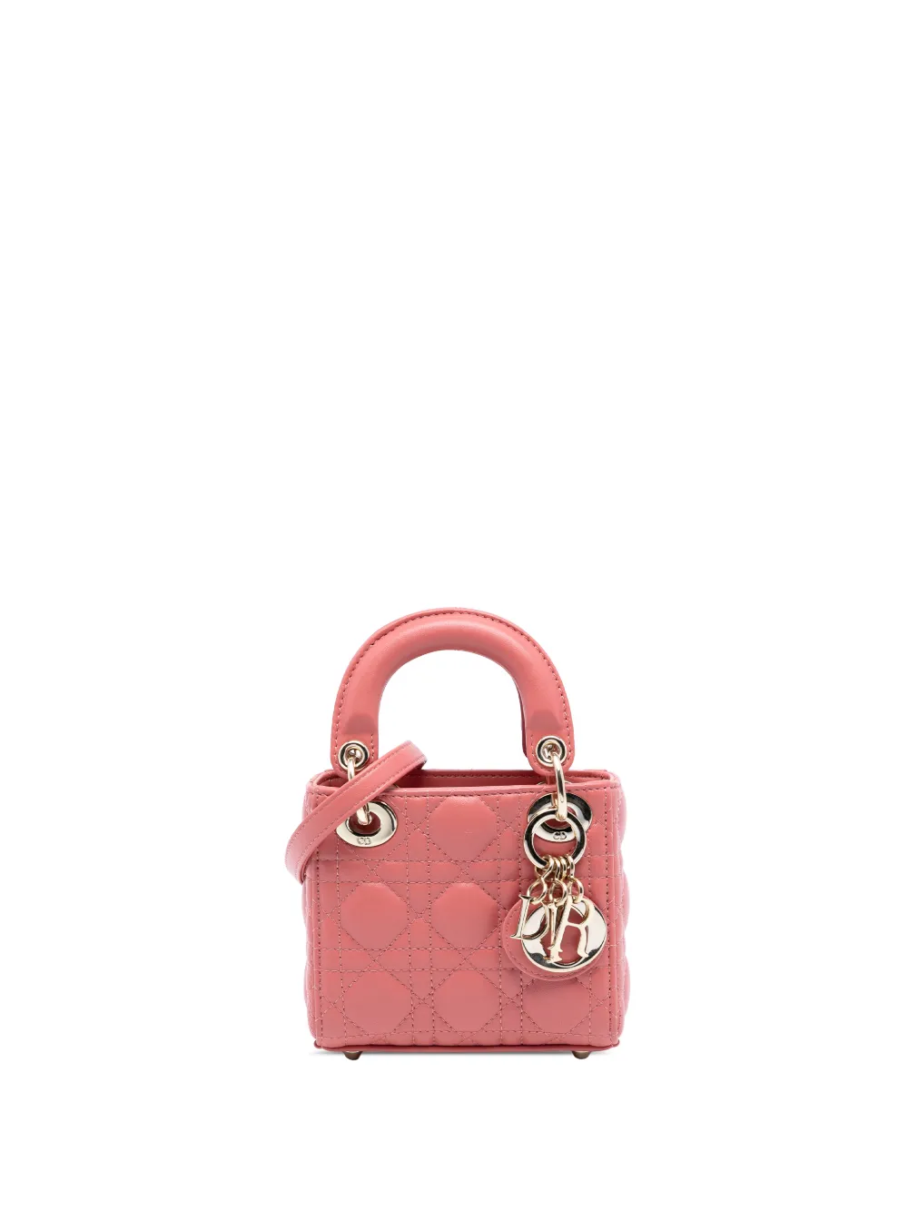 Christian Dior Pre-Owned 2022 Micro Lambskin Cannage Lady Dior satchel - Rosa