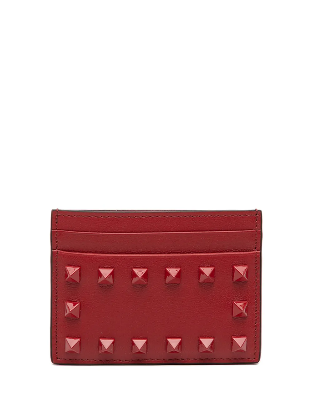 Valentino Garavani Pre-Owned 2018-2025 Leather Rockstud card holder - Rosso