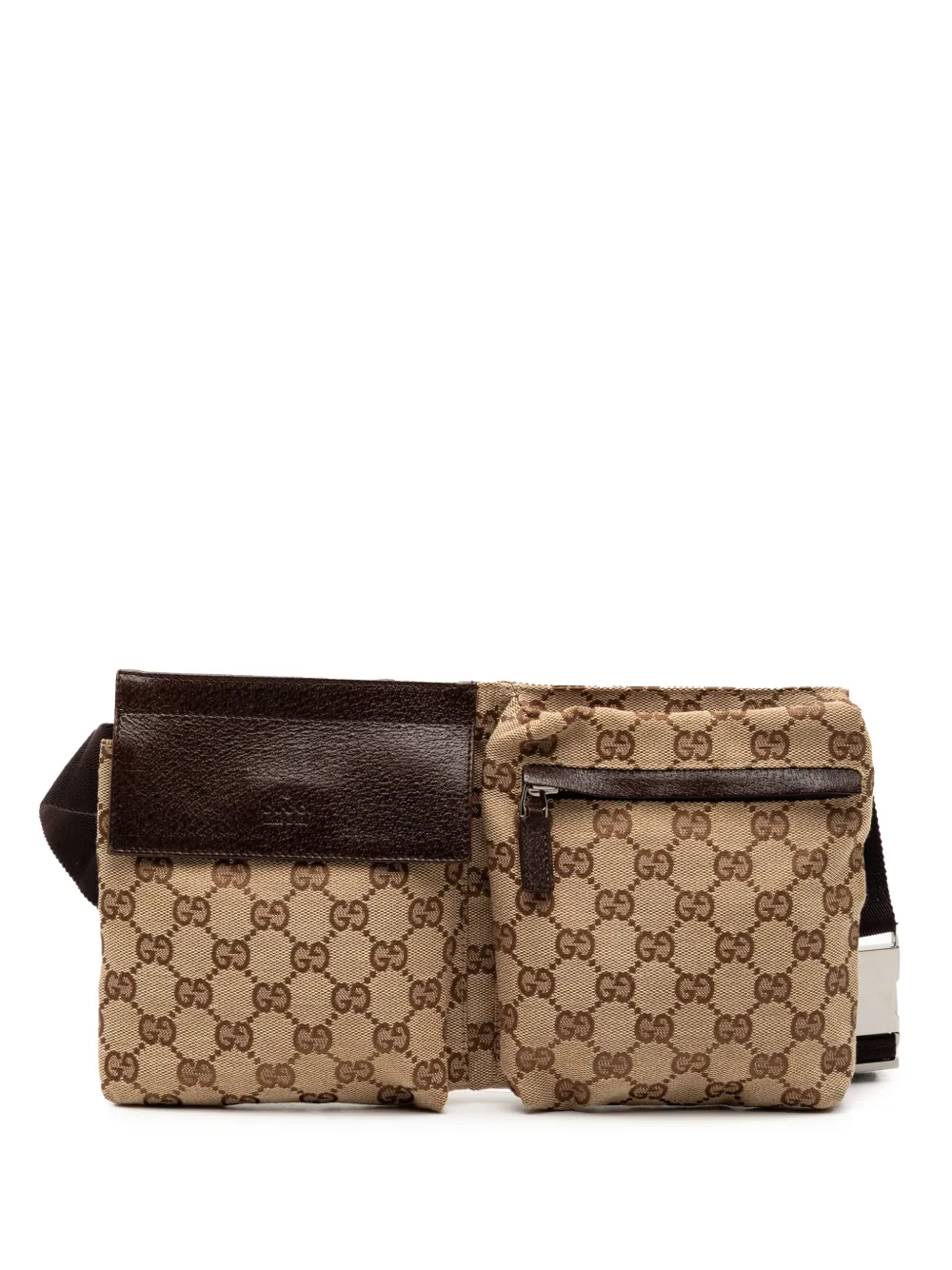 Gucci Pre-Owned 2000-2015 GG Canvas Double Pocket belt bag - Marrone