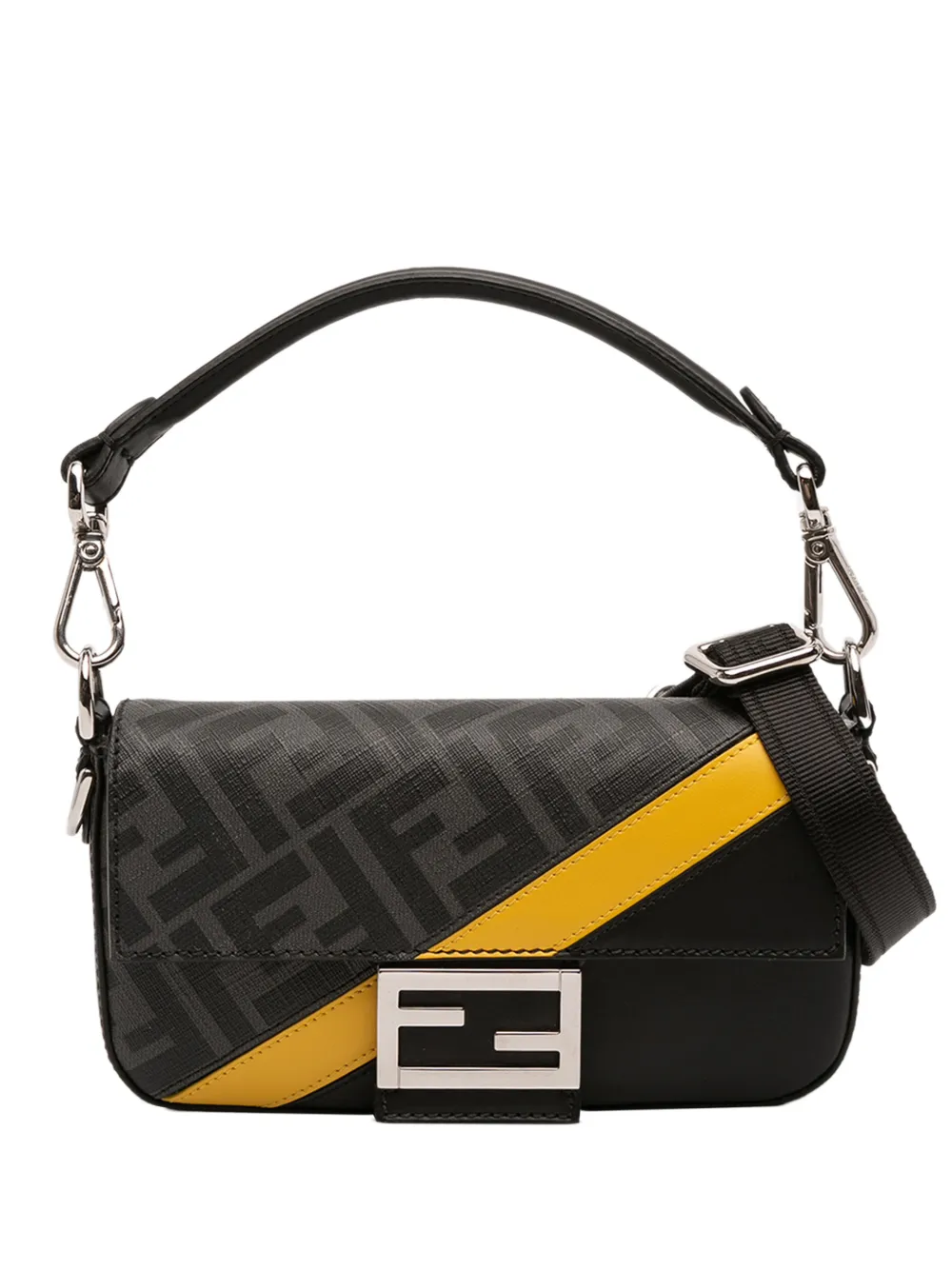 Fendi Pre-Owned 2010-2025 Zucca Coated Canvas FF 1974 Diagonal Convertible Baguette satchel | Black | Image 1