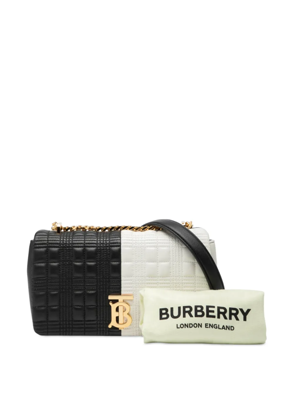 BURBERRY ボディバッグ 白と黒のストライプ Burberry Pre-Owned 2012-2025 Small Bicolor Quilted Lambskin Lola