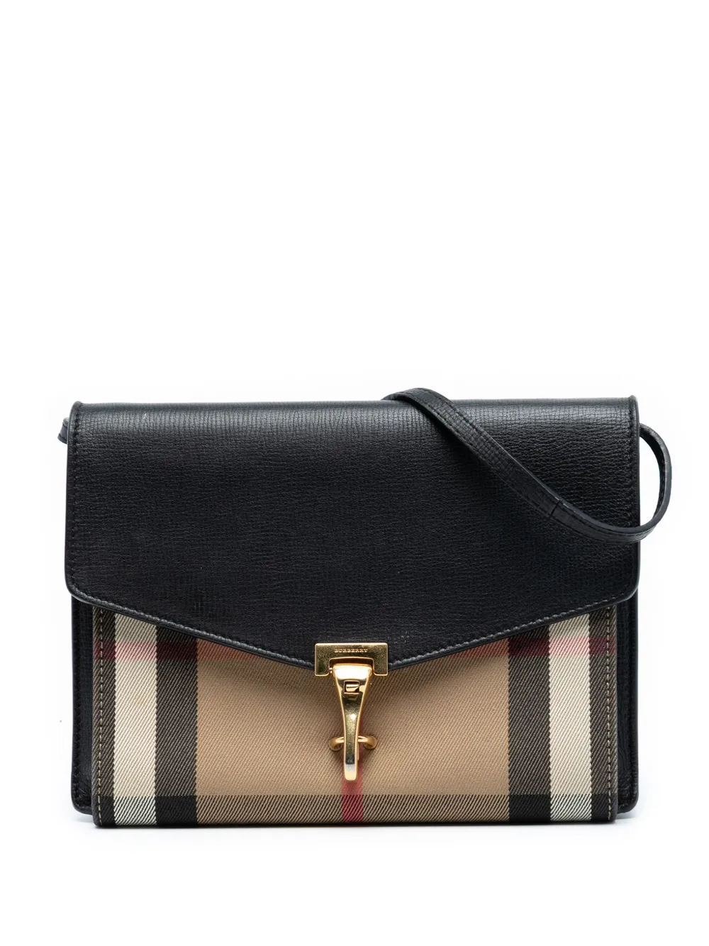 Burberry Pre-Owned 2000-2017 Small Leather and House Check Canvas Derby Macken crossbody bag - Nero