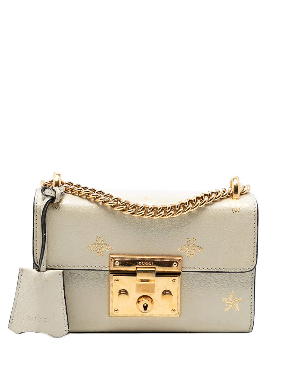 Gucci Pre-Owned 2016-2025 Small Leather Bee Star Padlock crossbody bag - Bianco