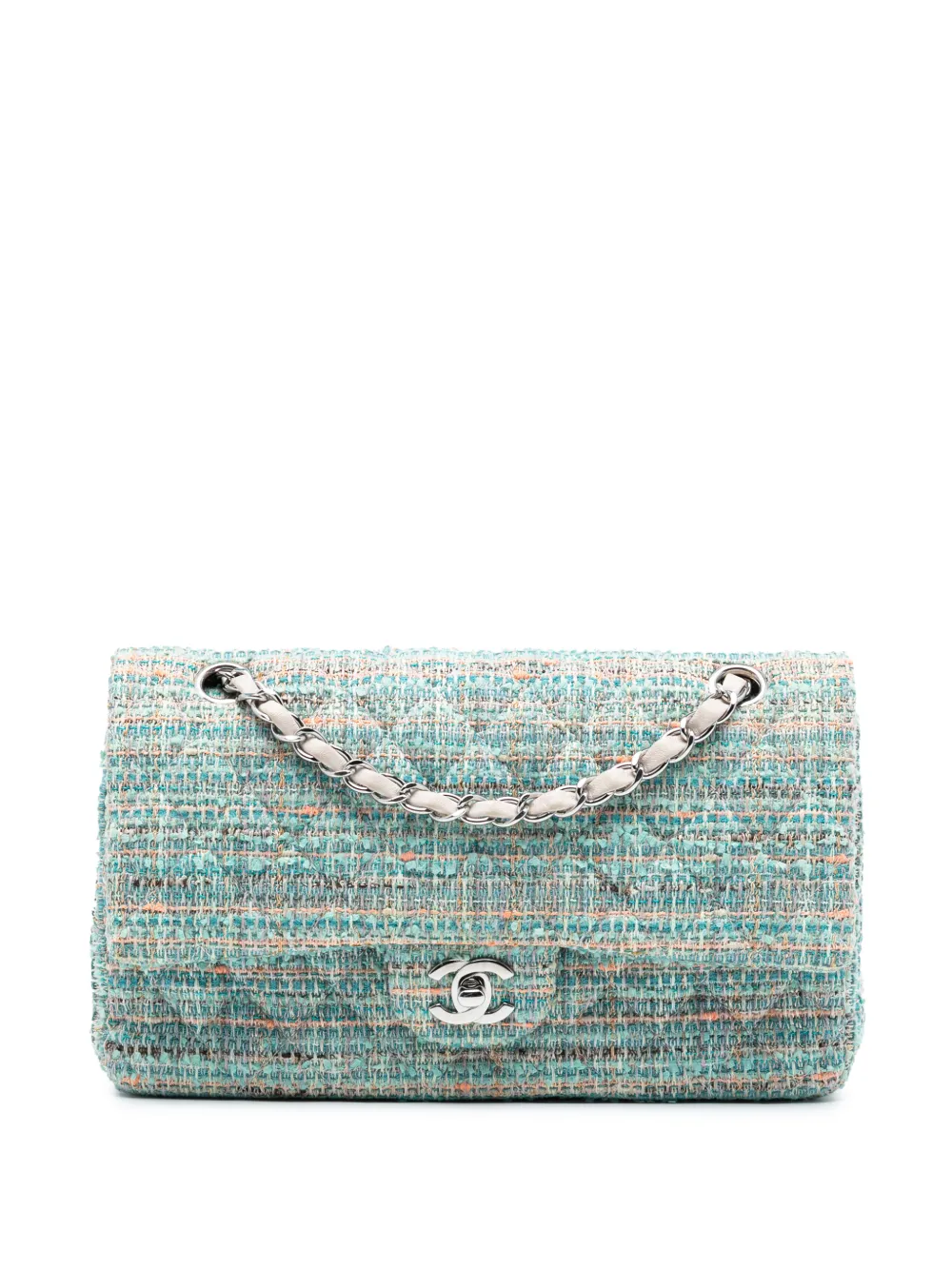 CHANEL Pre-Owned 2010-2011 Medium Classic Tweed Double Flap shoulder bag - Blu