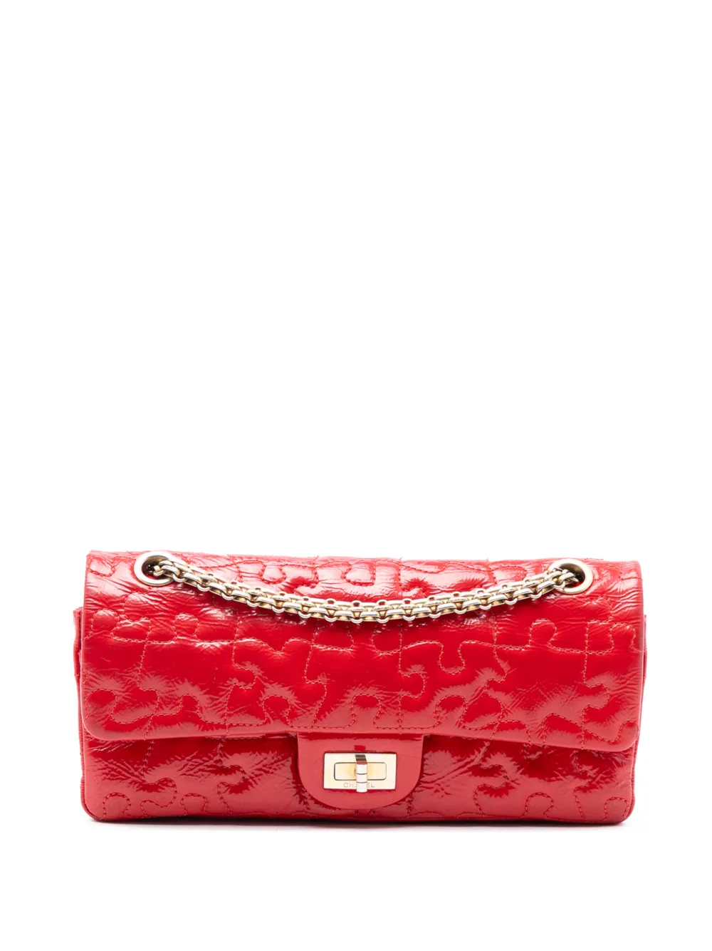 CHANEL Pre-Owned 2008-2009 Reissue 2.55 Crackled Patent Puzzle East West Double Flap shoulder bag - Rosso