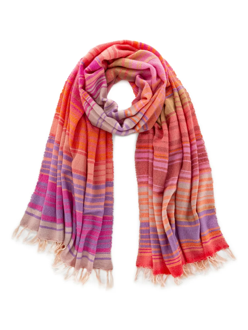 MOULETA striped fringed scarf - Roze
