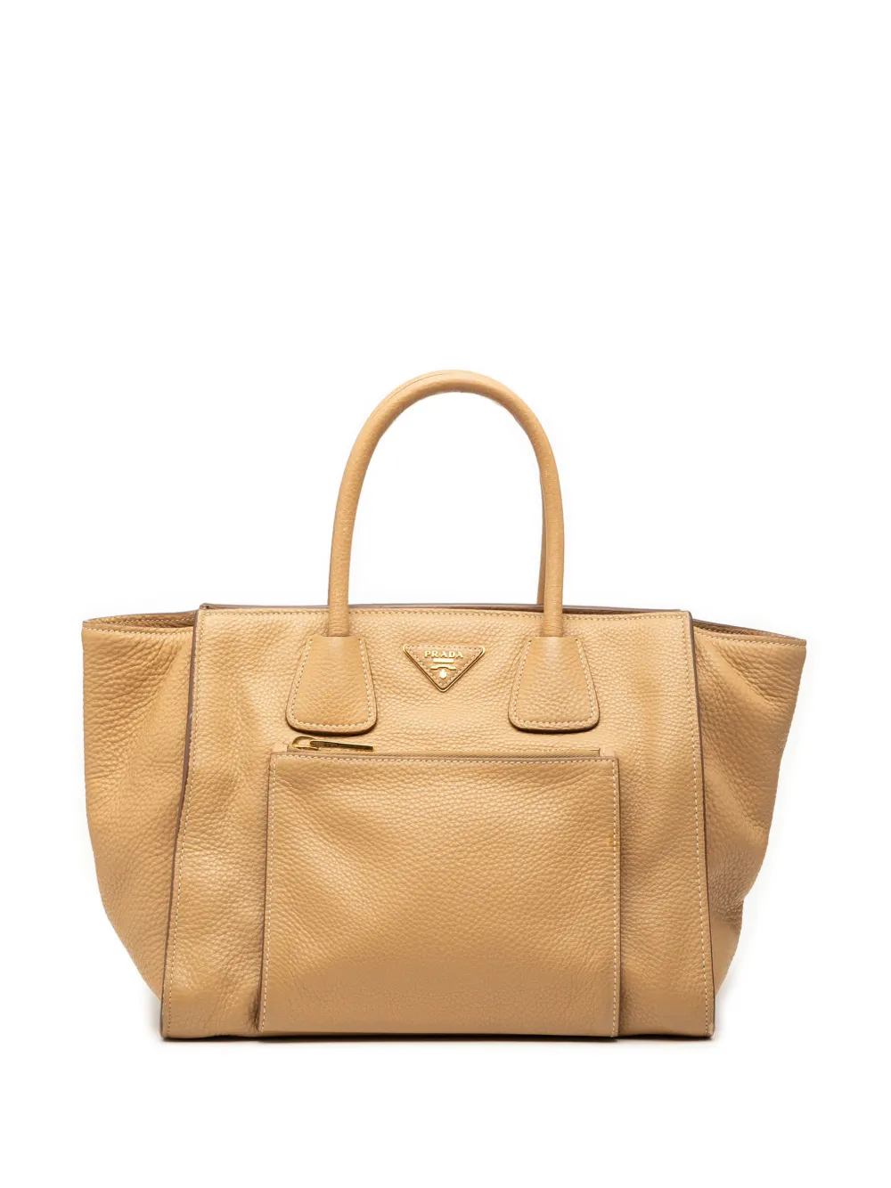 Prada Pre-Owned 2000-2025 Vitello Daino Front Pocket Open Convertible Tote satchel - Marrone