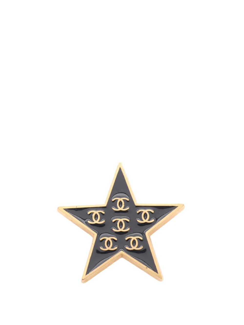 CHANEL Pre-Owned 2001 Gold Plated Enamel CC Star Brooch costume brooch - Nero