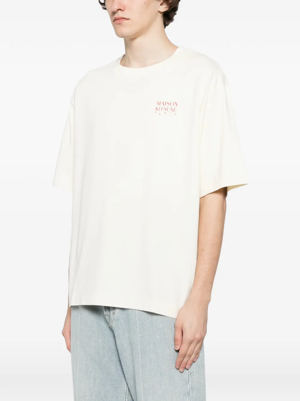 Maison Kitsuné T-shirt met logoprint Beige