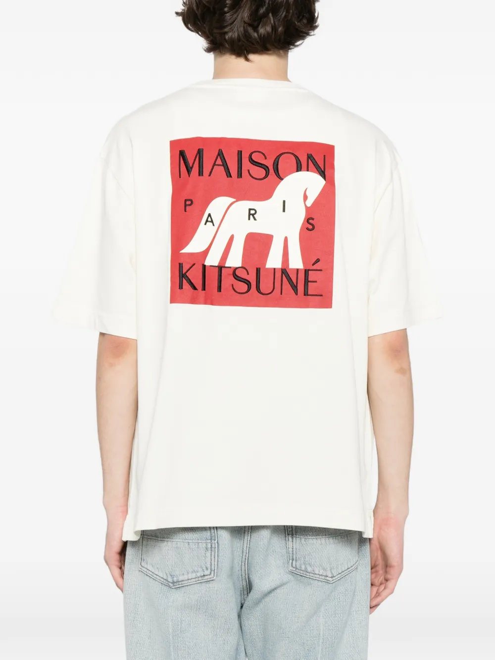 Maison Kitsuné T-shirt met logoprint Beige