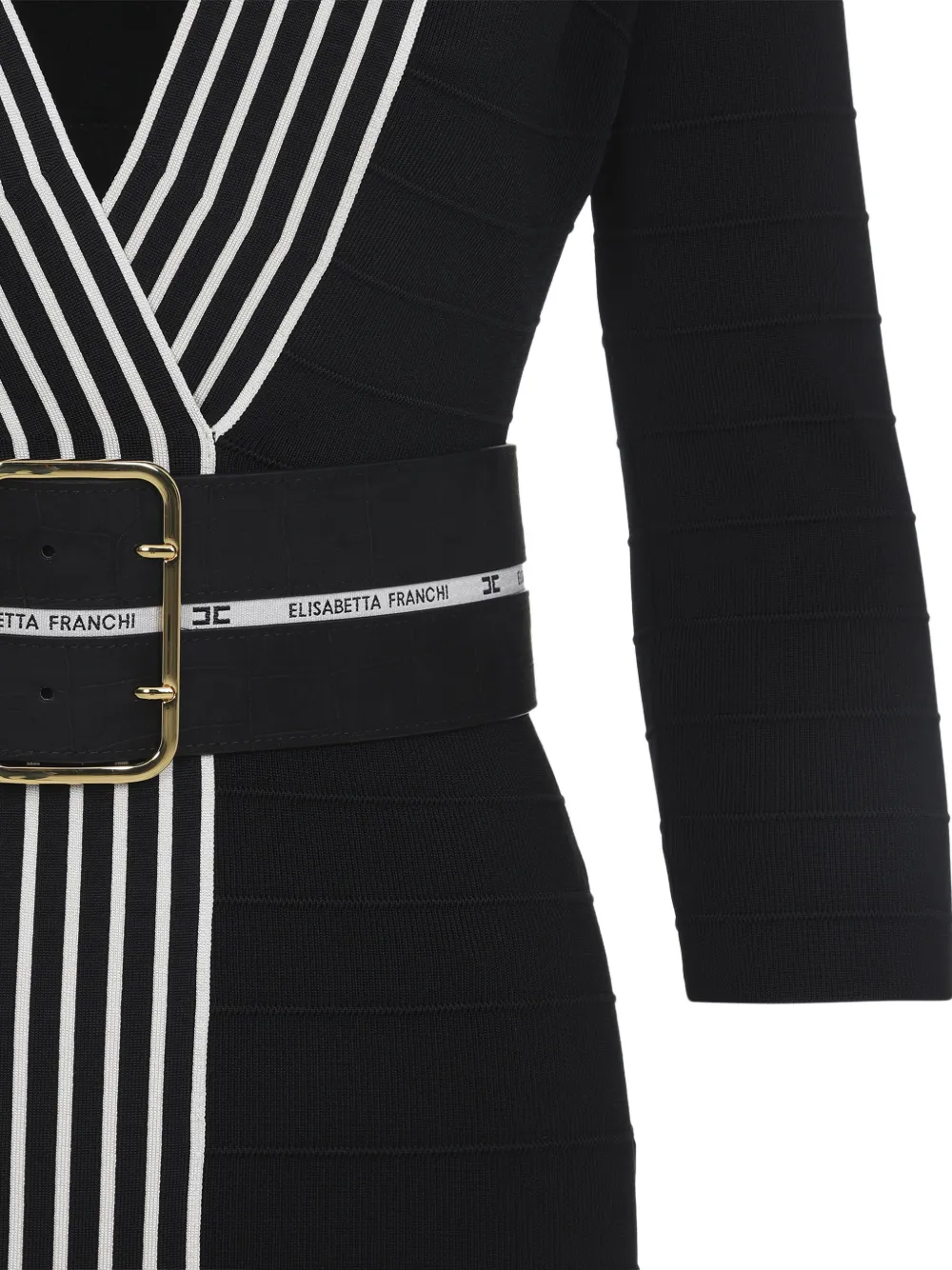 Elisabetta Franchi Mini-jurk met ceintuur en strepen Zwart