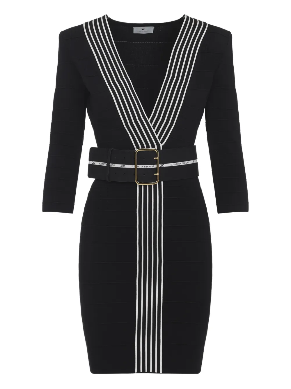 Elisabetta Franchi striped belted mini dress - Nero